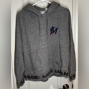 Miami Marlins Hoodie Women's Large Gray Pullover MLB Baseball Tailgate
